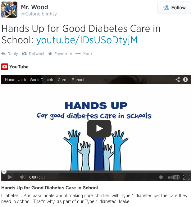 Hands up for Good Diabetes Care tweet